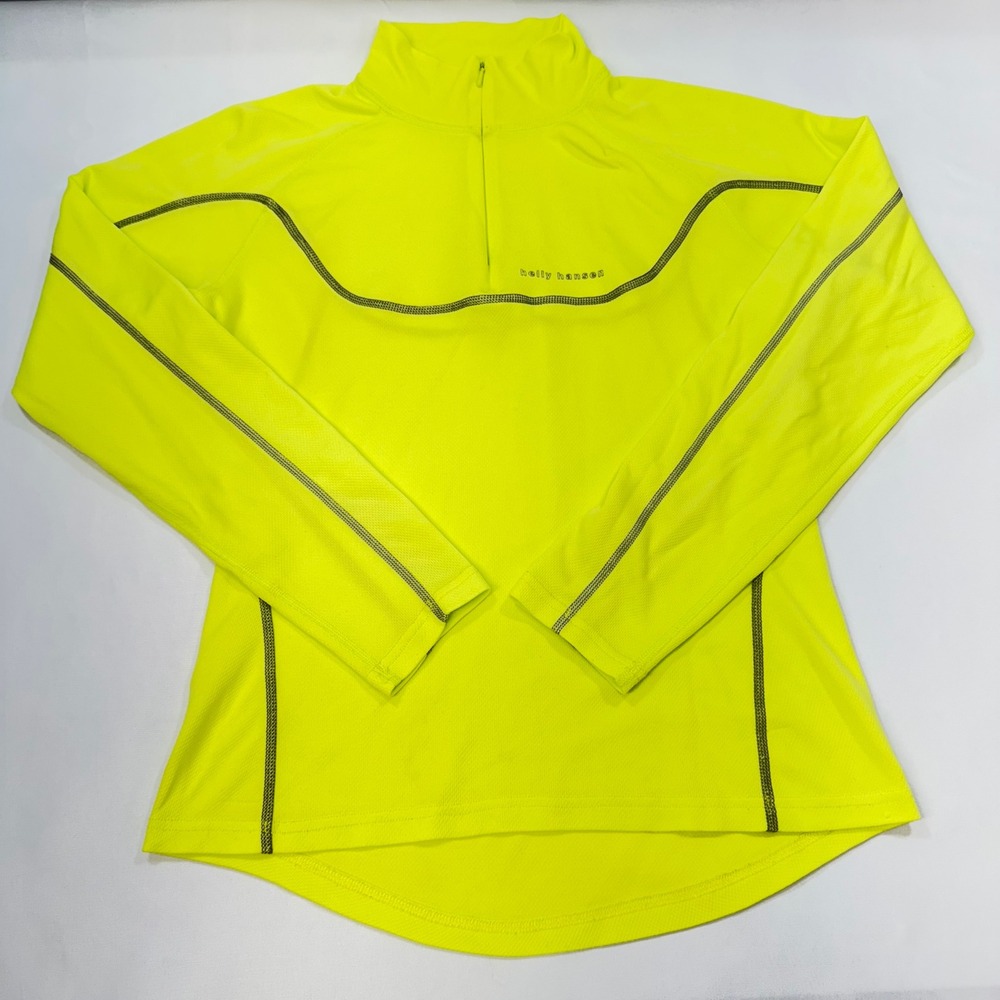 Helly Hansen Quarter Zip Base Layer Top Women Large Neon Yellow Long Sleeve Mock
